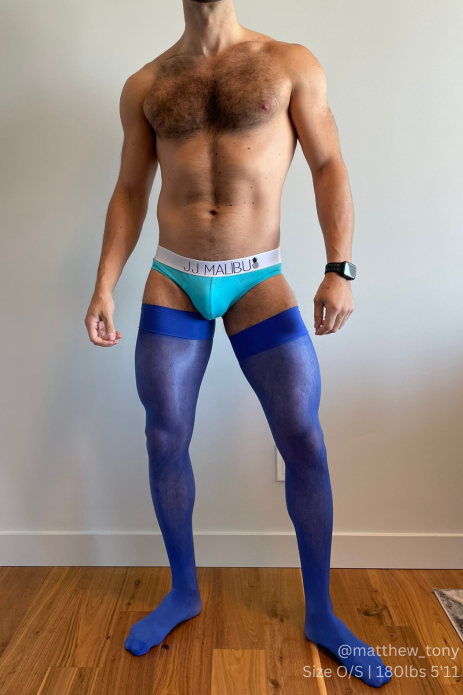 Allure Roll-Up Stockings - Neon Blue