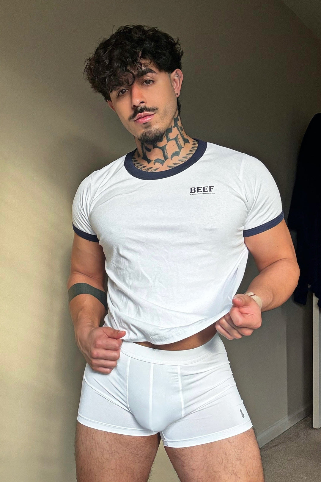 Field-Day Ringer Tee - White w/ Blue Trim