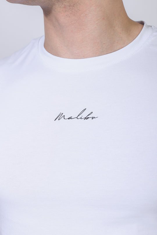 Muscle-Fit Crop Half-Sleeve Tee - White