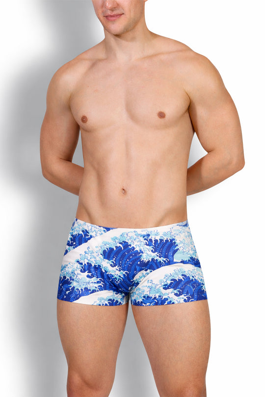 Come-Over Silky Seamless Boxer Briefs - Crashing Waves