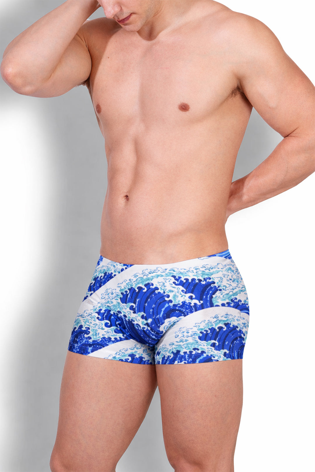 Come-Over Silky Seamless Boxer Briefs - Crashing Waves