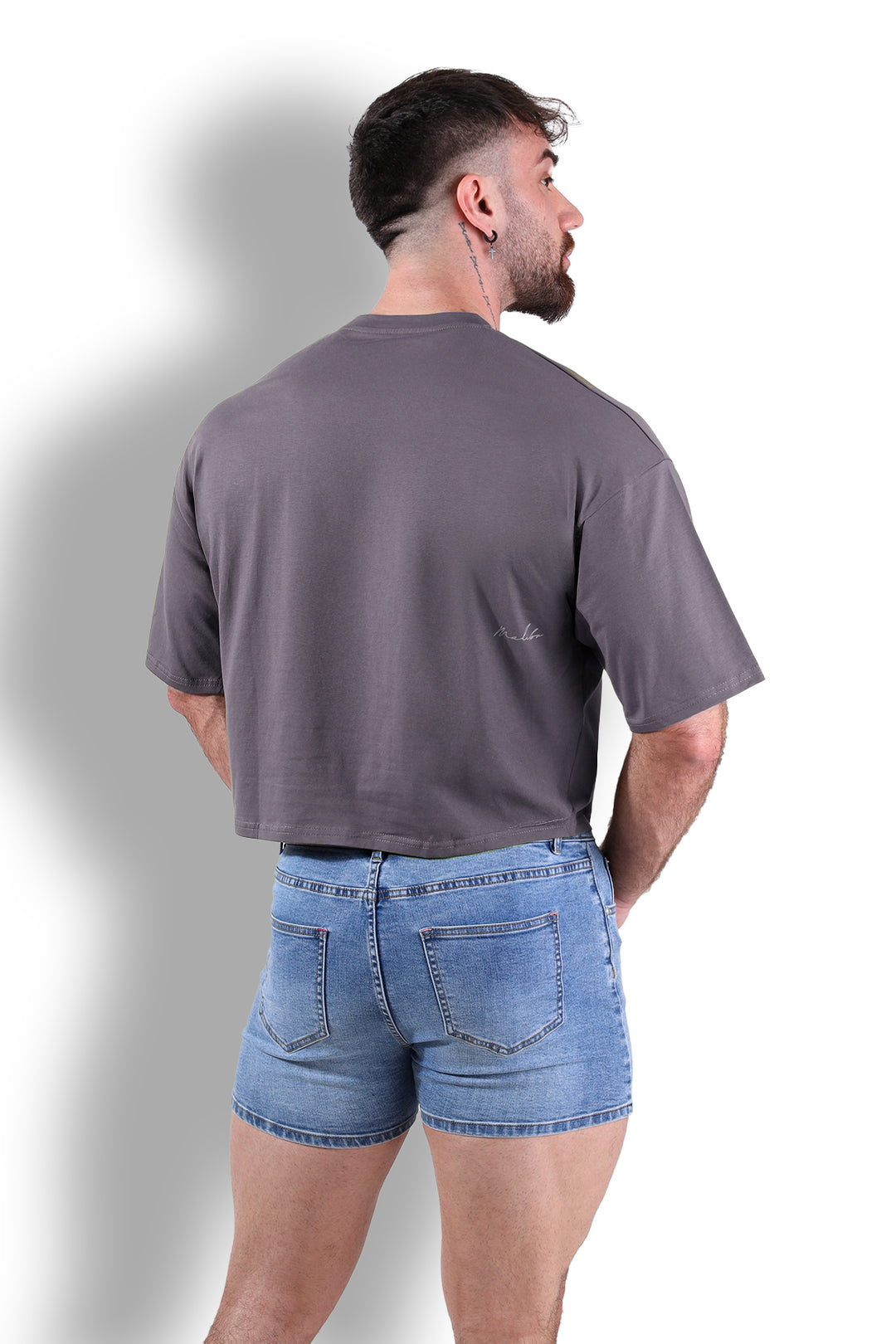 Oversized Relaxed Crop Top - Dark Grey