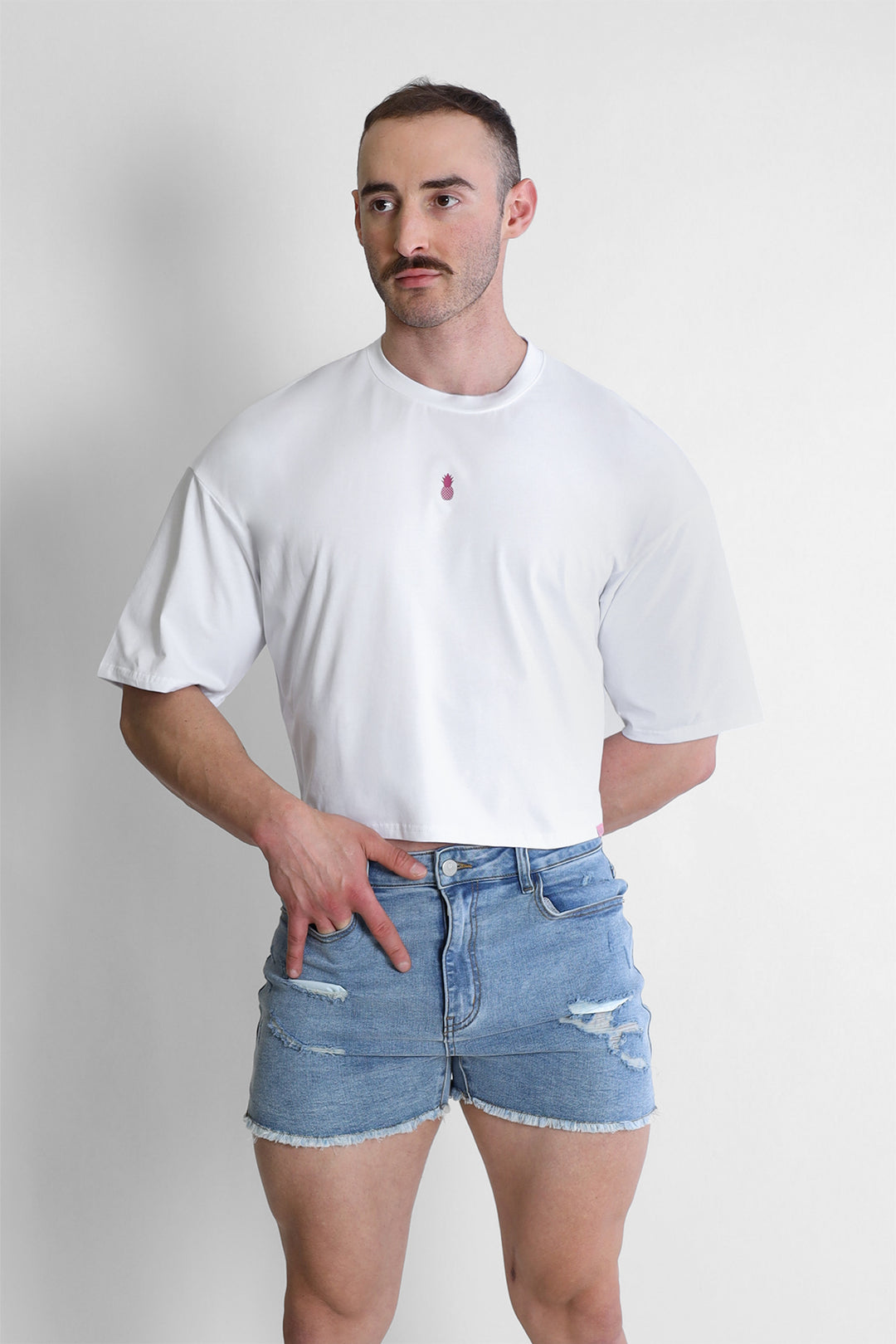 Oversized Relaxed Crop Top - White