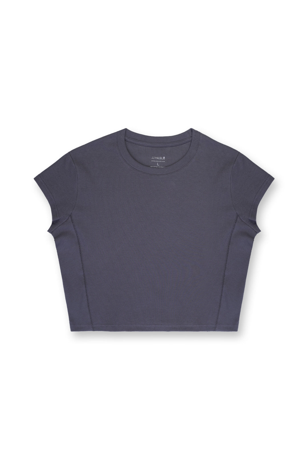 Cap Sleeve Rib Knit Crop Top - Storm Grey